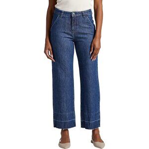JAG Sophia High Rise Wide Leg Denim Jeans Plus Sz 20W Frayed Hem Medium Blue NEW